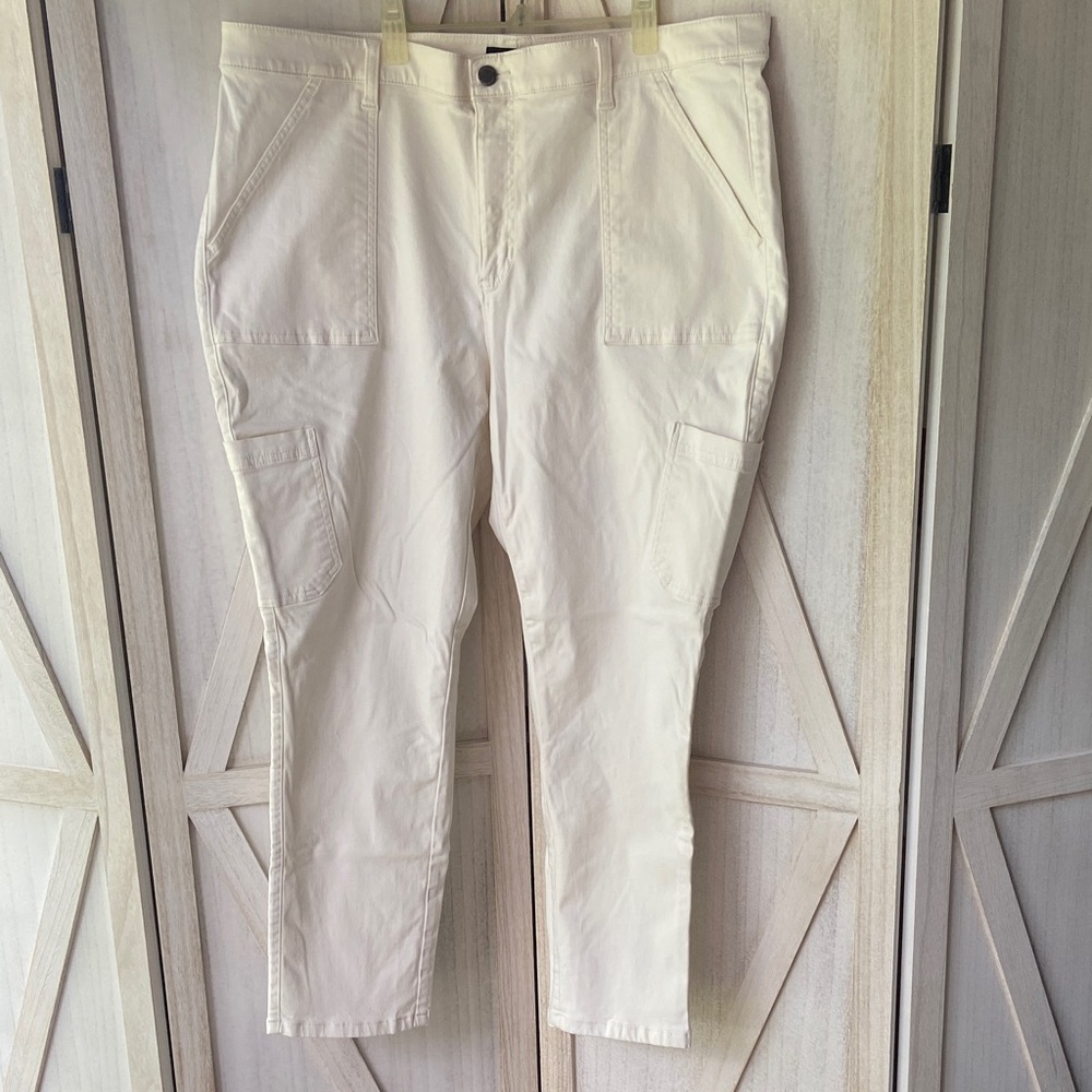 Banana Republic Women’s Cream Sloan Utility Ankle Pants Hip Pockets Size 18
